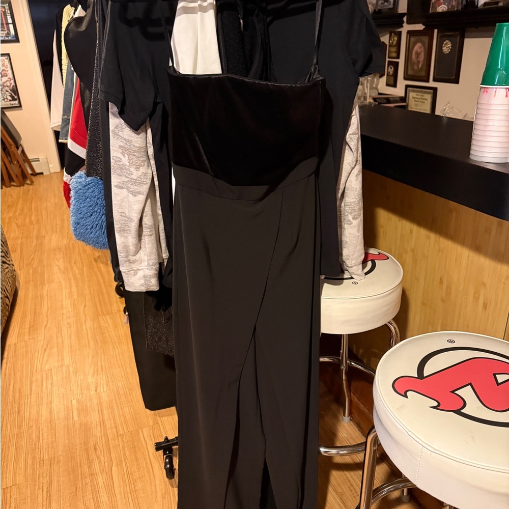 White House Black Market Black Velvet-Trim Jumpsuit